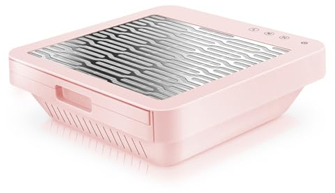 Aspirateur Ongle Manucure, Aspiration Réglable, Professionnelle Onglerie Aspirateur Collecteur de Poussière Ventilateur Aspirateur Table Ongle avec Filtre Remplaçable, Rose NDC8