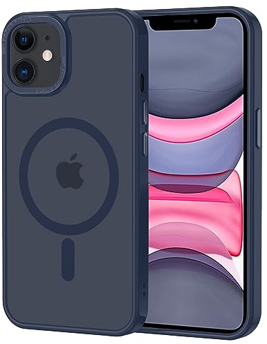 XTCASE Coque pour iPhone 12/12 Pro Magnétique Compatible avec MagSafe, Étui Mat Translucide Minimaliste, PC Dur Housse Arrière Anti-Rayures + TPU Bumper Antichoc - Bleu
