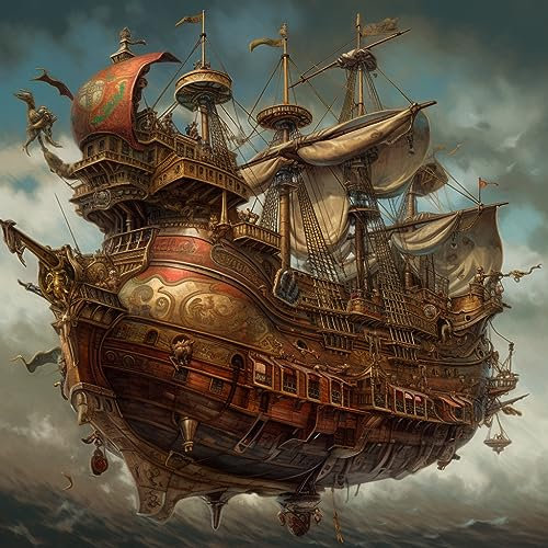 Puzzles 1000 EIN Steampunk-Piratenschiff Mit Spanischer Galeone 75 * 50Cm