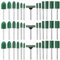 Mesee 39Pcs Rubber Polishing Bits Assorted Grinding Head Buffing Wheel 13 Sizes Buffer Abrasive Bits 3mm Mandrel Bullet Cylinder Disc Shaped Polishing Burrs Bit Kit for Dremel Rotary Tools - Green