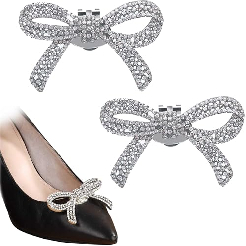 Brosche Für Schuhe, 2 Stück Schuhanstecker Hochzeit Schuhclips Damen Braut Strass Schuh Charms, Schuhschnalle Schleife Kann Zerlegen Für Hüte Taschen Kleidung Dekoration Silberne