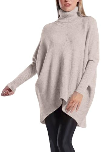 PEKIVESSA Oversized Langer Rollkragenpullover Damen länger