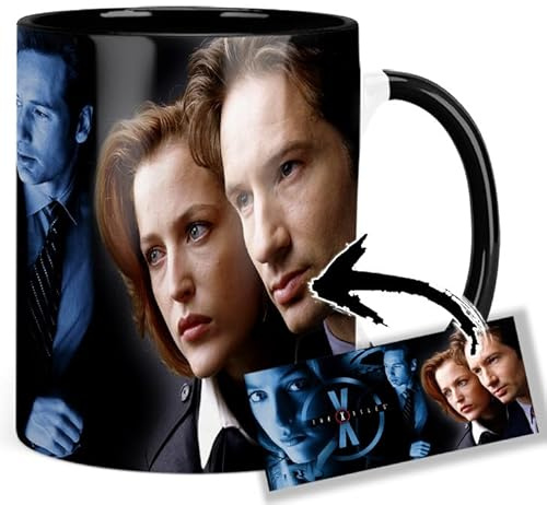 The X-Files David Duchovny Gillian Anderson B Tasse Innen & Henkel Schwarz Keramikbecher Mug