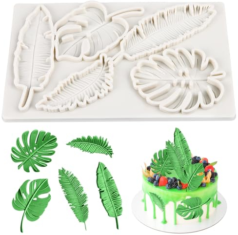 Molde de silicona para tartas, hojas de fondant, moldes de silicona 3D, para decorar tartas, fondant, moldes para fondant, moldes de fondant