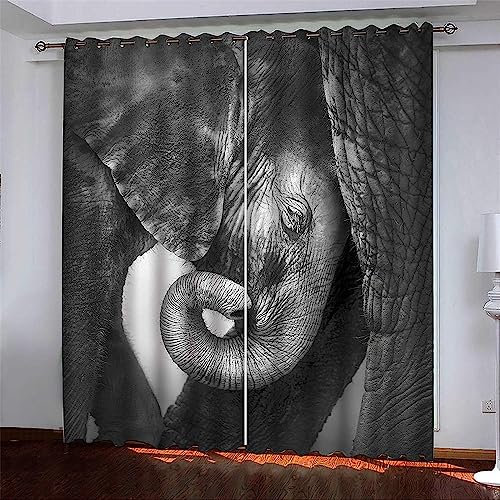 3D Vorhang Blickdicht Tierischer Elefant 100% Polyesterfaser Wohnkultur Druck Kinder Vorhang Schlafzimmer Wohnzimmer/Uv-Schutz/Schalldämmung/SI