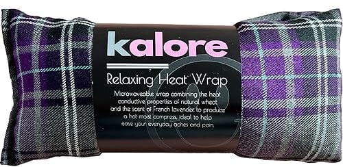 Wheat Bags Microwavable Neck and Shoulder Wrap - Relaxing Microwave Heat Pad for Comfort - Tartan Cotton Fabric with UK Wheat Bags Microwavable Unscented Compress by Kalore - Purple