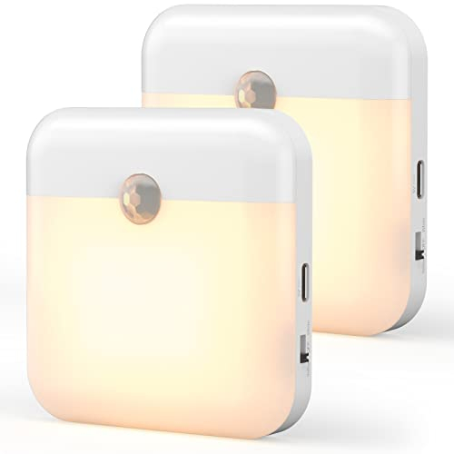 OUSFOT Veilleuse LED (Lot de 2), Lampe Detecteur de Mouvement Interieur, Veilleuse Automatique avec Fixation Aimantée, Veilleuse Enfant pour Chambre Bébé, Cuisine, Couloir, Escalier, Salon