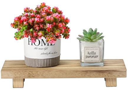 NADESSA Paulownia Wood Riser for Home Decor, Small Plant Stand, Decorative Wood Pedestal, Rustic Wooden Tray (11.8x4.7x2 inches Larger)