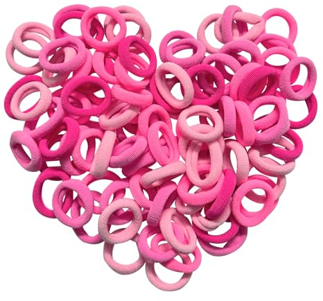 Cooetr Haargummi Baby - 100 Stück Elastische Klein für Kinder Mädchen, Winzige Weiche Haargummis für Kleinkinder (Rosa)