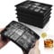 Silicone Ice Cube Trays CNMTCCO 4 Pack Ice Cube Tray with a Total of 60 compartments, Large Square ice Cubes 3.5 cm for Whiskey, Cocktail, Wine, ice Cream (Black + Silicone Soft lid)