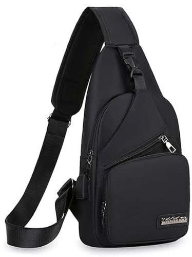 Leichter Kleiner Rucksack Umhängetasche Aus Canvas Mit Mehreren Taschen Umhängetasche Aus Nylon Oxford Gewebe Für Männer Frauen Kinder Sport Outdoor Wandern Radfahren Reisen Angeln (Schwarz)