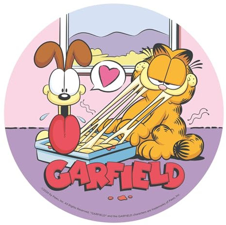 dekora - Tortendeko für Kindergeburtstage - Essbarer Tortenaufleger Garfield 20 cm Diameter - Cake Topper aus Esspapier - Glutenfrei, Laktosefrei, Ohne Zuckerzusatz - Für Vegetarier Geeignet