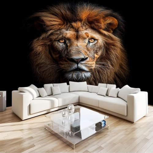 Papier Peint Panoramique animal lion marron Papier Peint Intissé Sans Raccord Poster Geant Mural 350 x 256 cm pour Salon Chambre d'enfants restaurant Décoration Murale