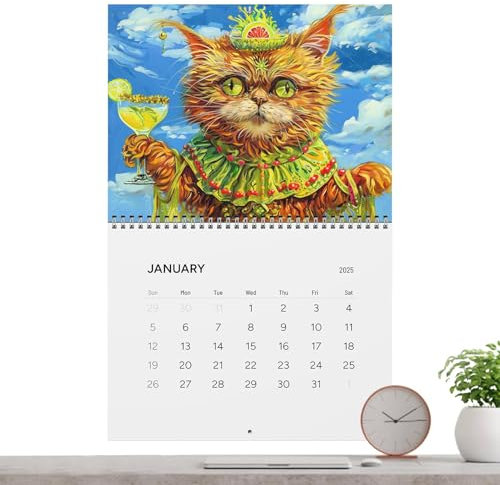 Katzenkalender 2024-2025, Katzenkalender 2025, GrumpyCat Kalender 2025, Kalender 2025, Familienplaner Kalender für Katzenliebhaber, Katzenliebhaber und Arbeitsplatz und Heimdekoration