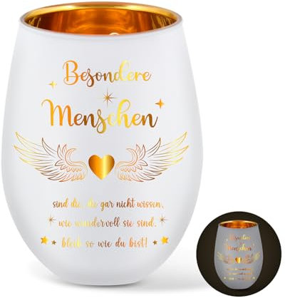 Wzczf Geschenke Für Frauen, Windlicht Aus Glas,Teelichthalter Tischdeko Teelichthalter Mit Gravur, Dankeschön Geschenke Für Kollegen Freundin Weihnachten,Besondere Menschen
