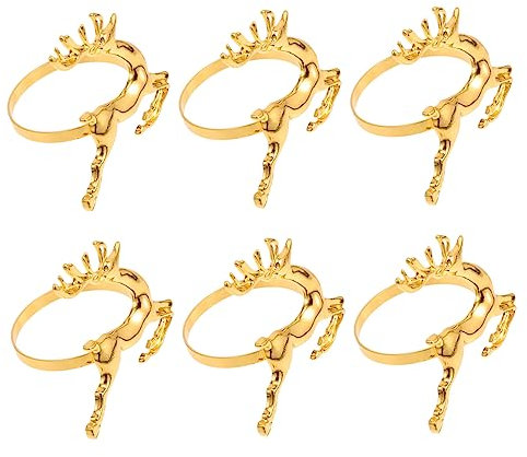 OFFSCH Elch-Form Serviettenringe Aus Metall Für Weihnachts-Party Dekorative Serviettenhalter 6-teilige Satz