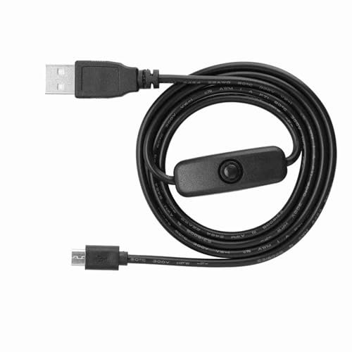 Brrnoo Micro-USB Ladekabel 1M mit Schalter für S7 S8 S9, USB A/M zu Micro USB 5P/M, schwarzes Ladekabel für Android Smartphones Tablet