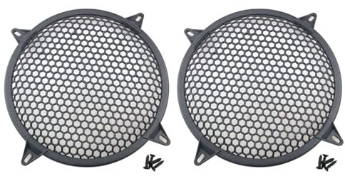 DGBRSM 2pcs 12 Inch Speaker Grille Cover ABS Mesh with Mounting Screws Plastic Mesh Cover Stage Box Exterior Mesh Cover Plastic Legged Mesh Frame Sound Speakers for Home Audio Black