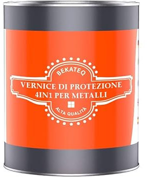 BEKATEQ Lacca protettiva per metalli 4in1 1L Grigio ferro I Primer + Vernice antiruggine + Mano intermedia + Mano di finitura I Vernice per metalli per tetti, finestre, porte, recinzioni LS-570
