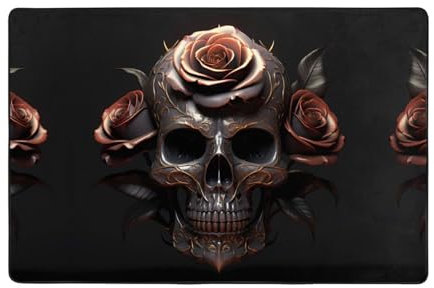 WZYWHJ Rutschfeste Bodenmatte mit Totenkopf-Motiv, 183 x 122 cm, für Wohnzimmer, Büro, Couchtisch, Bett, Balkon