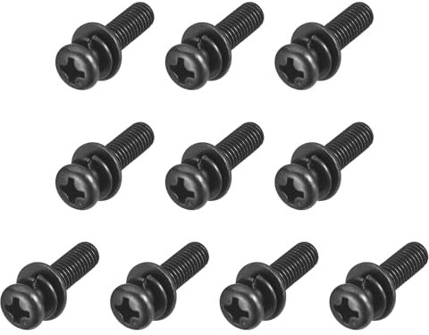 sourcing map M5 x 18mm Carbon Steel Phillips Pan Head Machine Screws Bolts Combine with Spring Washer and Plain Washers 10pcs