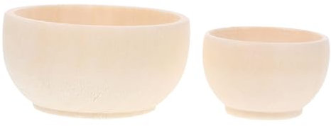 Housoutil 2pcs DIY Unpainted Wooden Bowls Craft Blanks Creative Natural Wood Blank Bowls for Home Decoration and Painting Supplies