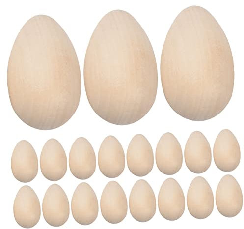 NUOBESTY 20stücke Unlackierte Holz Eier Diy Ostereier Bastelset Für Kreative Junge Mädchen Hochwertige Holzornamente Für Ostern Dekoration Und Malen