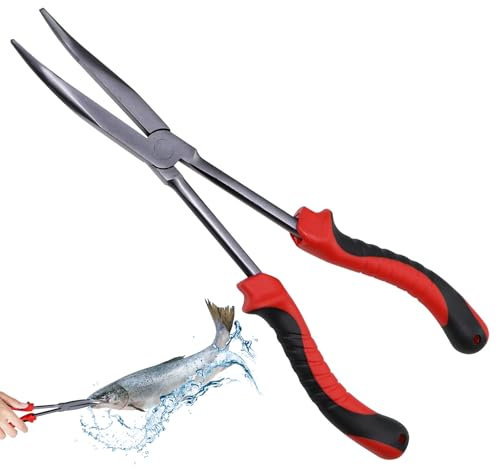 BEASAFY Pinze da pesca, curve, pinza da pesca, sganciatore, 27,8 cm, per pesca a lunga portata, accessori da pesca in acciaio al carbonio, per allentare durante la pesca