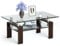 COSTWAY Table Basse en Verre Design Moderne, Forme Rectangulaire avec Etagère, Plateau en Verre Trempé,Tube en Acier Inoxydable,Pied en Acier, 99x60x44,5CM,Jusqu’à 130KG (Naturel) (Brun)