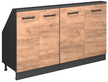Vicco Dachschrägenschrank-Set Rion, Goldkraft Eiche/Anthrazit | B140 x T46 cm, 2er Set, platzsparend für Dachschrägen