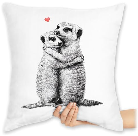 Shirtracer Kissen 40 x 40 - Ich Liebe Dich Geschenke Erdmännchen Paar Geschenk Pärchen Geschenke Liebe I Paare Geschenk - 40 x 40 cm - Weiß - mit für Herz
