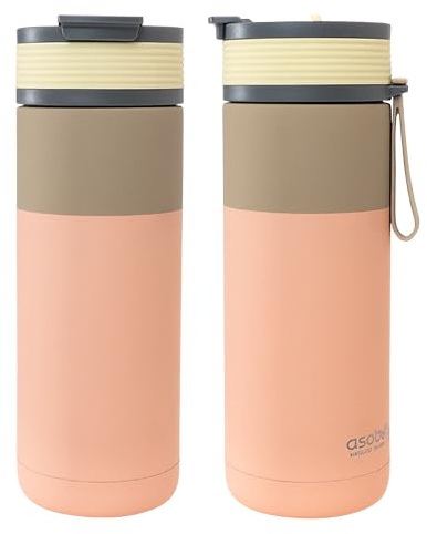 Asobu Borraccia termica per bevande calde e fredde, da 590 ml, foderata in ceramica, con coperchio 2 in 1, resistente bottiglia da viaggio con coperchio a prova di perdite, in acciaio inox a doppia