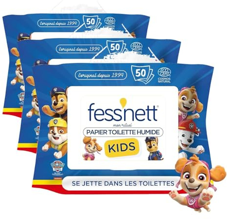 Fess Nett Papier Toilette Humide Kids, 50 Pièces, 1 Unité (Lot de 3)