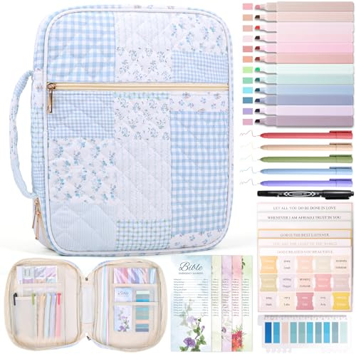 XKDOUS Bible Cover Case for Women Large Bible Bags with Durable Handle Quilted Carrying Case Church Book Holder Bible Study Supplies Accessories for Christian Gifts