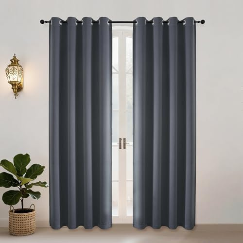 Simplebrand Vorhang Blickdicht Rosa Schalldämmend, Gardinen mit Ösen 2er Set H200 x B140 cm, Thermo Vorhänge Gegen Kälte Vorhang Modern Ösenschal für Wohnzimmer Schlafzimmer