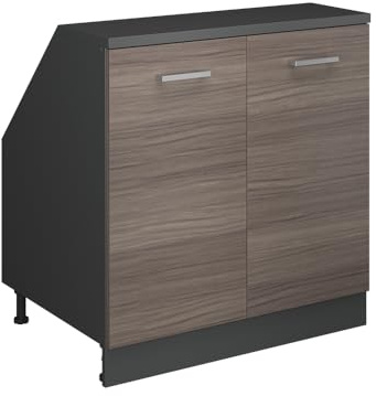 Vicco Dachschrägenschrank Rion, Edelgrau/Anthrazit, B80 x T60 cm mit 2 Türen, platzsparend für Dachschrägen