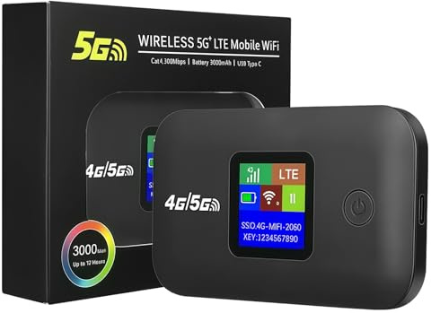4G/5G LTE WiFi Router, Portable Wifi Travel Router with SIM Card Slot, Mobile WiFi 150Mbps Speed UsersMobile WiFi Router Dongle Connects Up to 10 Devices, High Compatibility (Black)