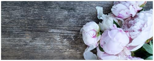 Wallario selbstklebendes Poster - Pinke Blumen auf Holz, Aufkleber in Premiumqualität, Klebefolie Größe: 50 x 125 cm