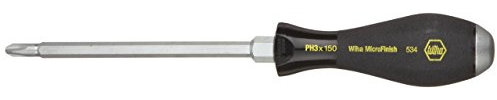 Wiha 53425 Phillips Screwdriver, Heavy Duty with MicroFinish Handle and Steel Striking Cap, 3 x 150mm by Wiha