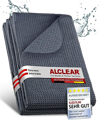 ALCLEAR International Secador Mágico, Gamuza de Microfibra para el Coche, la Pintura del Coche, Moto, Cocina y Hogar, para la Vajilla, Trapo de Secado Suave, 2 Unidades, 60 x 40 cm, Azul