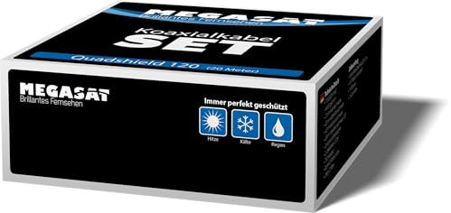 Megasat Quad Shield 120 – 20 m – Koaxialkabel Set (20 m Antennenkabel im Karton, inkl. F-Stecker und Gummitülle)