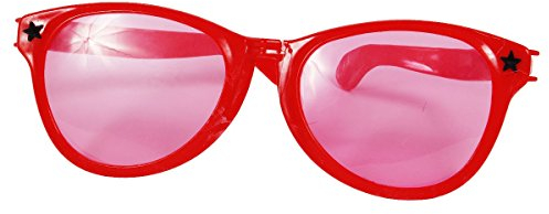 Alsino Partybrille Jumbo XXL Brille Karneval Hippiebrille Rund Fasching Riesenbrille, wählen:Jumbo Brille rot 00536