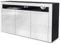 Vladon Sideboard Valencia, Made in Germany, Kommode mit 3 Türen und 1 offenem Fach, Schwarz matt/Weiß Hochglanz/Weiß Hochglanz (155 x 92 x 40 cm)