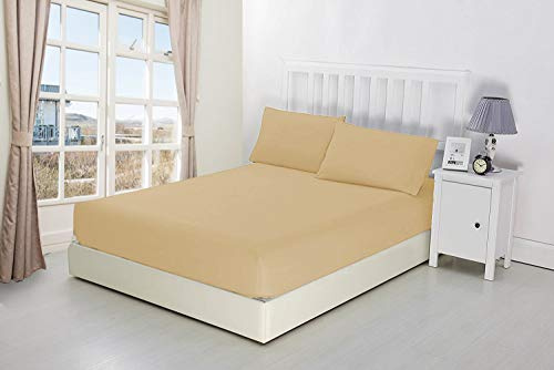 Extra Deep Fitted Sheets 16/40CM Deep Luxury Percale in 15 Colours (Beige, Super King)