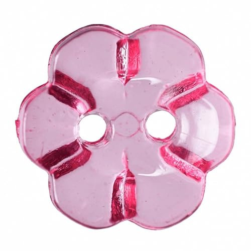 Two Hole Pink Flower Buttons 15mm 5pk
