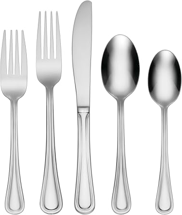 Oneida Flatware H081062A Tress - Juego de utensilios de cocina (62 piezas), Acero Inoxidable, Plateado