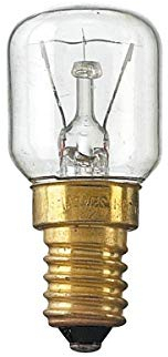 Lampadina ad incandescenza adatta per forno leuci attacco E-14 15 watt resistente alle alte temperature 230V