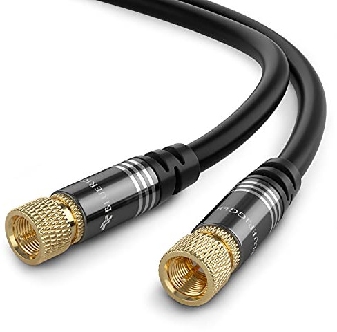 BlueRigger RG6 Coaxial Cable (2M, Male F Type Connector Pin, Gold Plated, Triple Shielded) – Digital Audio Video Coax Cable Cord for HDTV, CATV, Cable Modem, Satellite Receivers