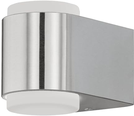 EGLO LED Außen-Wandlampe Briones, 2 flammige Außenleuchte | Wandleuchte aus Aluguss und Kunststoff, Farbe: Silber, weiß, IP44
