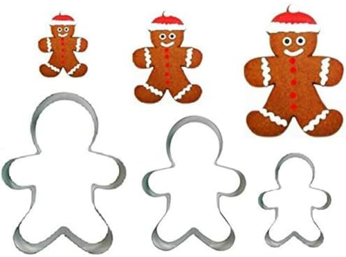 Dura Gingerbread Man Cookie Cutter, 3 Pcs, Silver, Stainless Steel, Dishwasher Safe